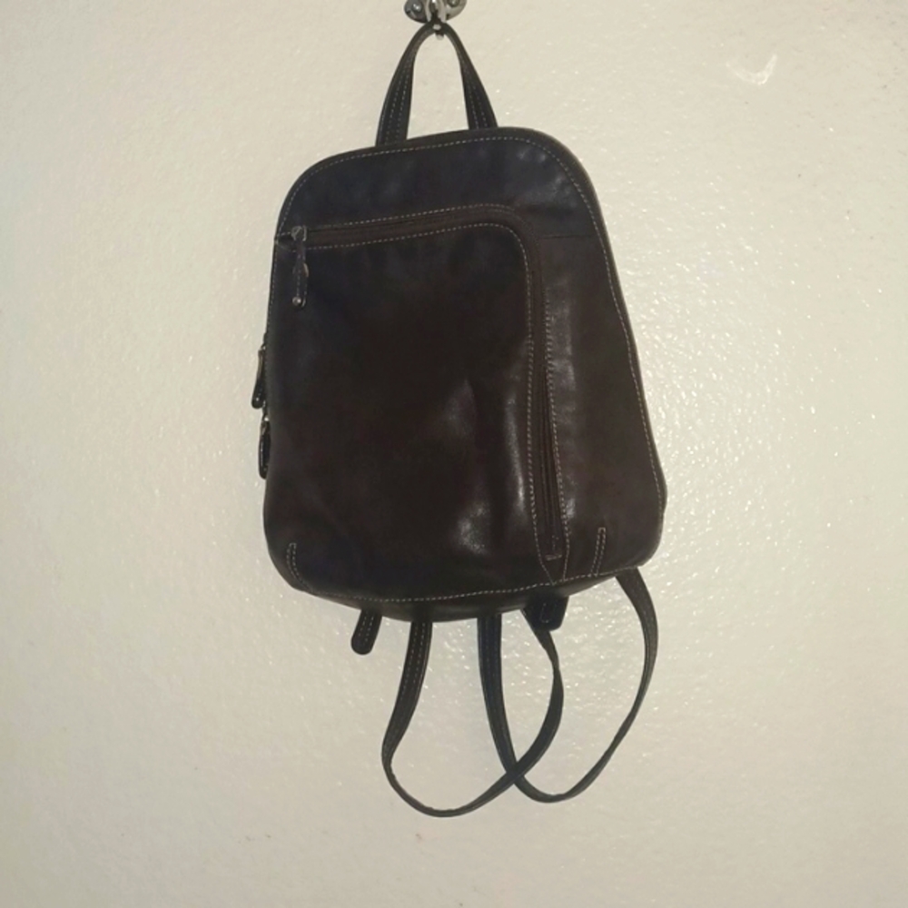 Tignanello Soft Leather Adjustable Backpack Bag, Dark Brown/Chocolate